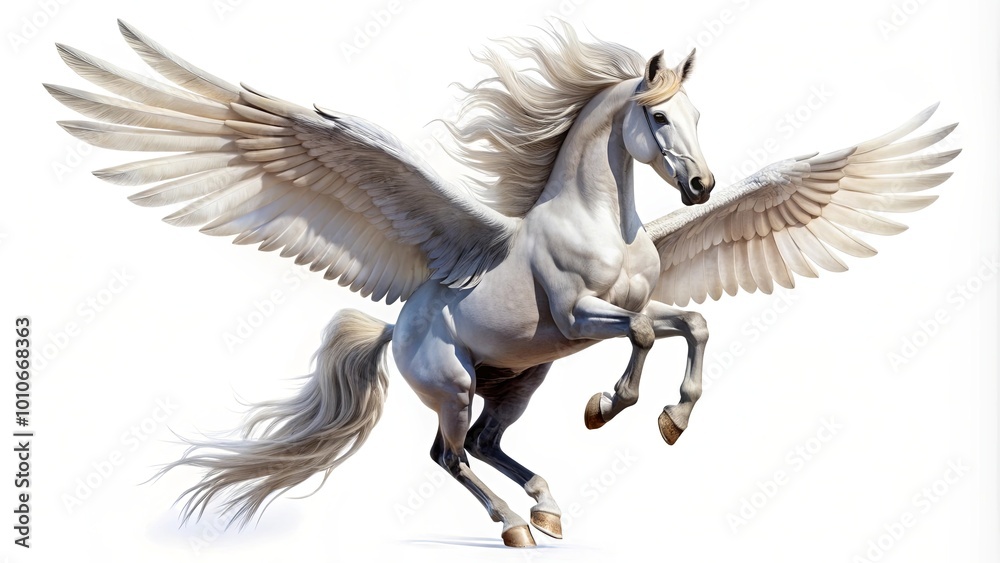 Majestic Winged Horse in Dynamic Pose Majestic Winged Horse in Dynamic Pose