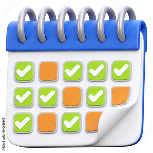 3D render calendar agenda icon illustration