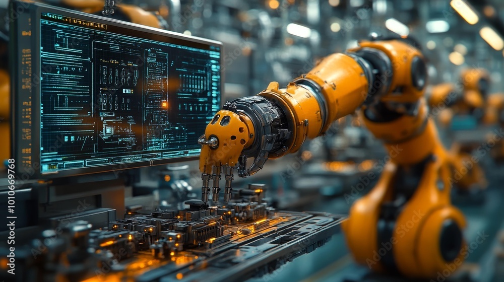 Robotic Arm in an Advanced Factory Generative AI Robotic Arm in an Advanced Factory Generative AI