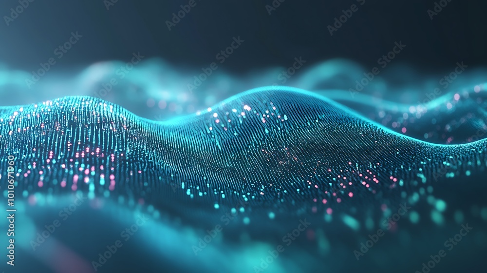Abstract blue wave with glowing particles. Abstract blue wave with glowing particles.
