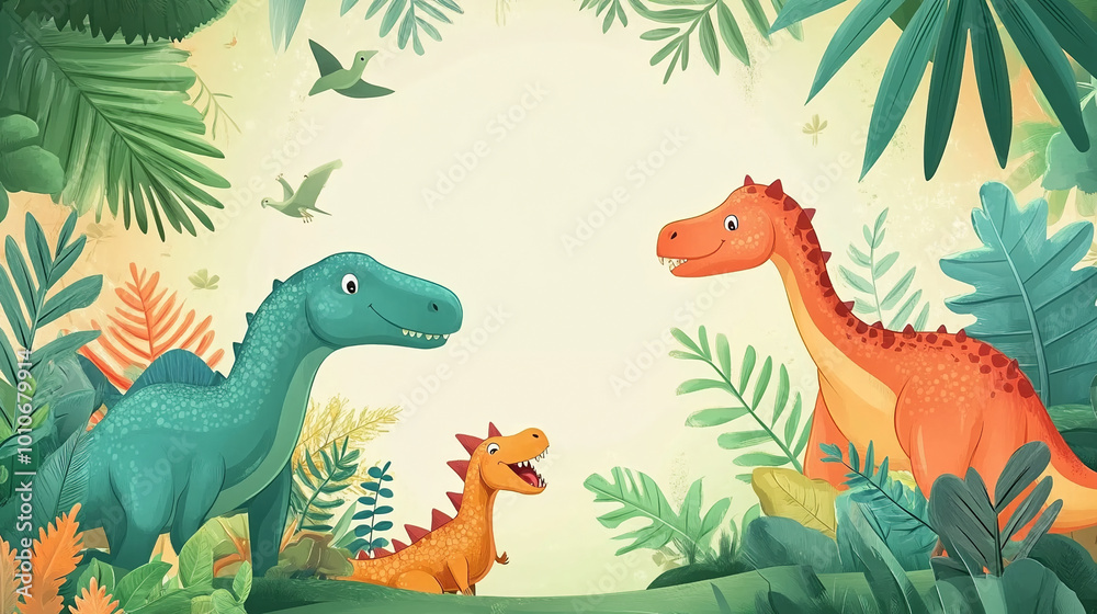 dinosaur jurassic era concept celebration birthday background with bright colors gifts, cake, balloons, confetti with birthday candles dinosaur jurassic era concept celebration birthday background with bright colors gifts, cake, balloons, confetti with birthday candles