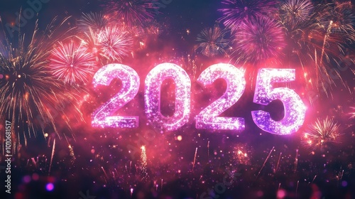 Vibrant Fireworks Celebration Welcoming the New Year 2025