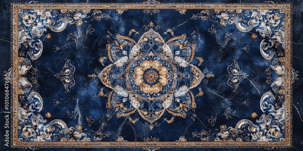 Intricate Seamless Navy Blue Tile Floor Texture with Detailed Persian-Inspired Patterns, Decorative Abstract Design with Geometric Symmetry and Elegant Flourishes for Interior and Architecture Concept Intricate Seamless Navy Blue Tile Floor Texture with Detailed Persian-Inspired Patterns, Decorative Abstract Design with Geometric Symmetry and Elegant Flourishes for Interior and Architecture Concept