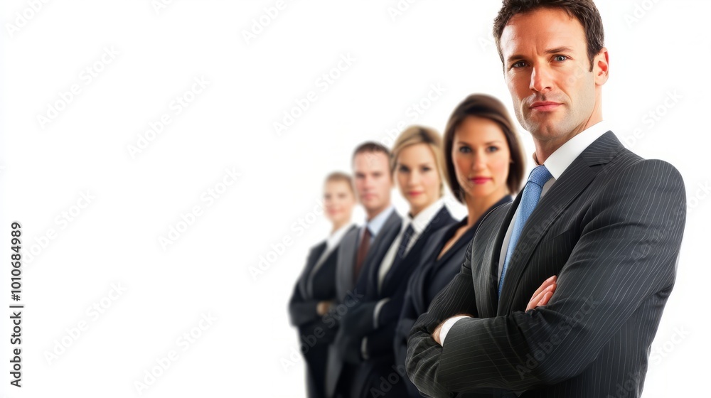 Confident Business Team Standing Together With Arms Crossed in Office Confident Business Team Standing Together With Arms Crossed in Office
