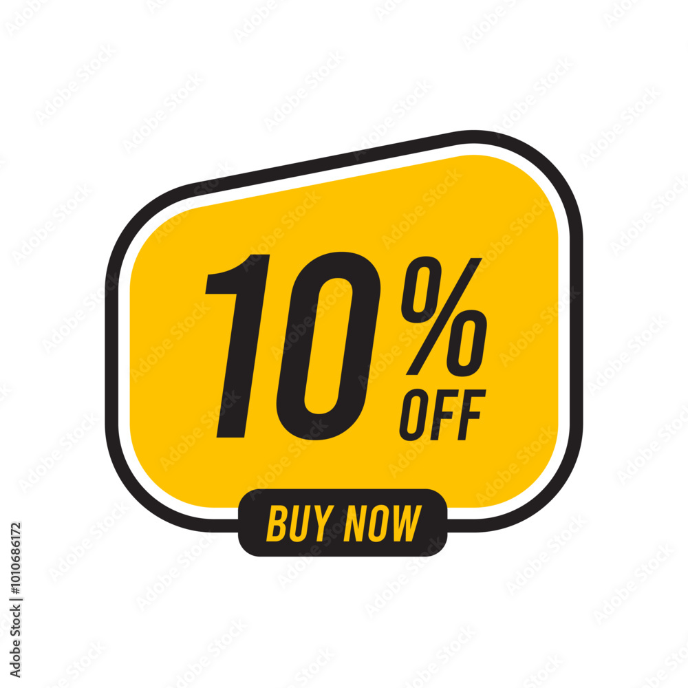 Discounts 10 percent off. Yellow template on white background. Vector illustration Discounts 10 percent off. Yellow template on white background. Vector illustration