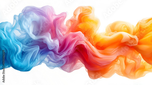 Vibrant Abstract Artwork Isolated on Clean White Background for Photography. Colorful Digital with Geometric Patterns,Shapes and Textures.