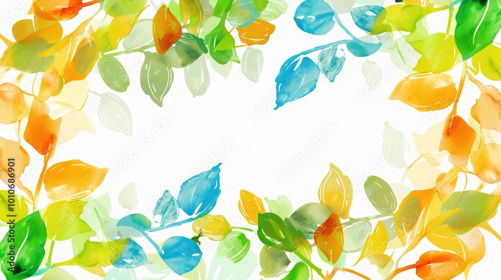 nature background foliage with watercolor style nature background foliage with watercolor style