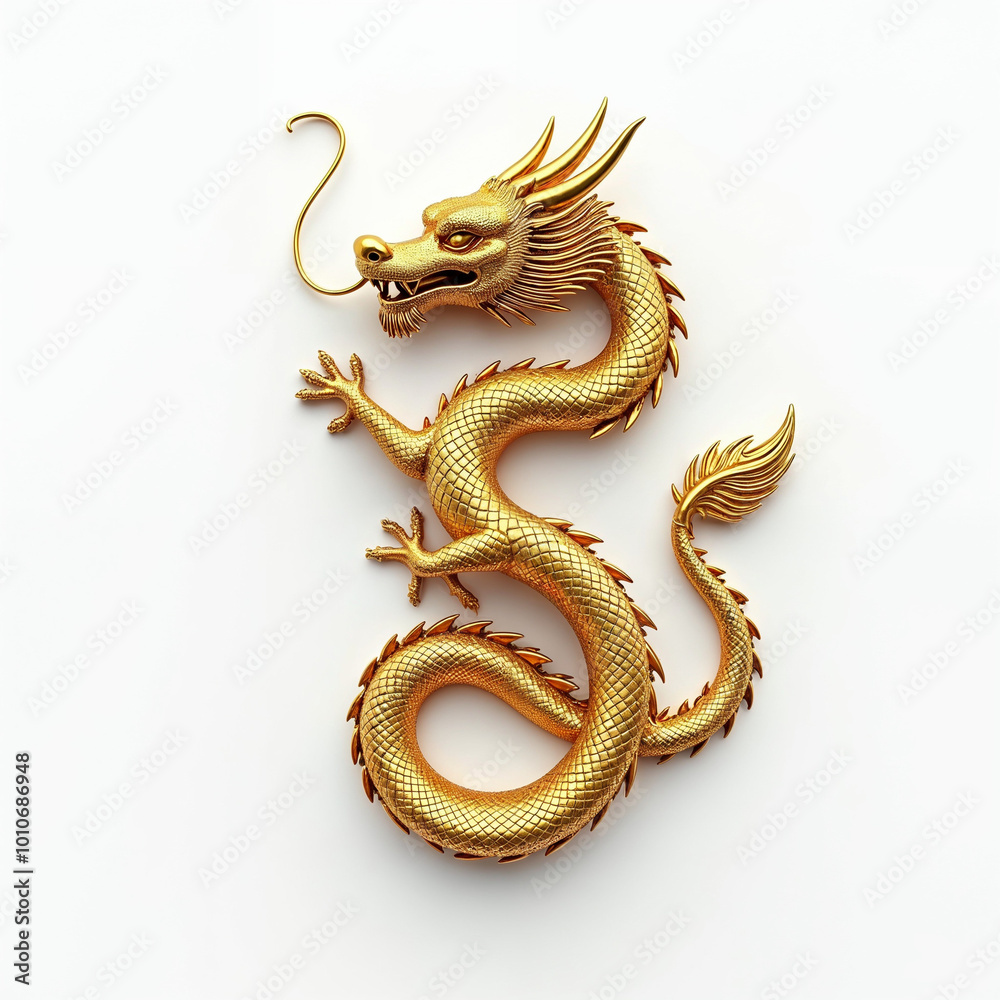 Obraz premium A golden dragon with Chinese calligraphy