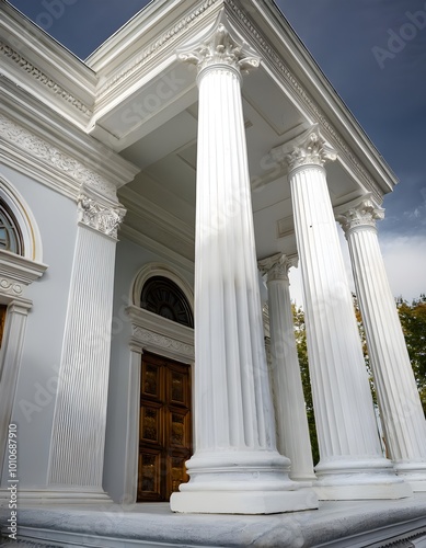 White marble columns in a classical architectural design.