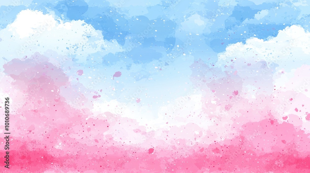 Obraz premium Soft watercolor sky with pink and blue hues