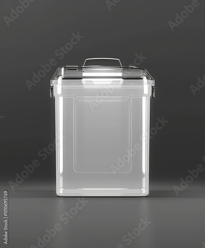 A Silver Metal Container with a Handle photo