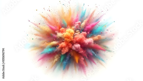 PNG Colorful powder explosion on white