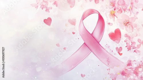 pink ribbon on a pink background. breast cancer awareness concept 