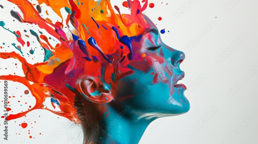 Fototapeta premium Vibrant Chromatic Explosion of Digital Abstract Art with Mesmerizing Fluid Motions and Iridescent Splashes
