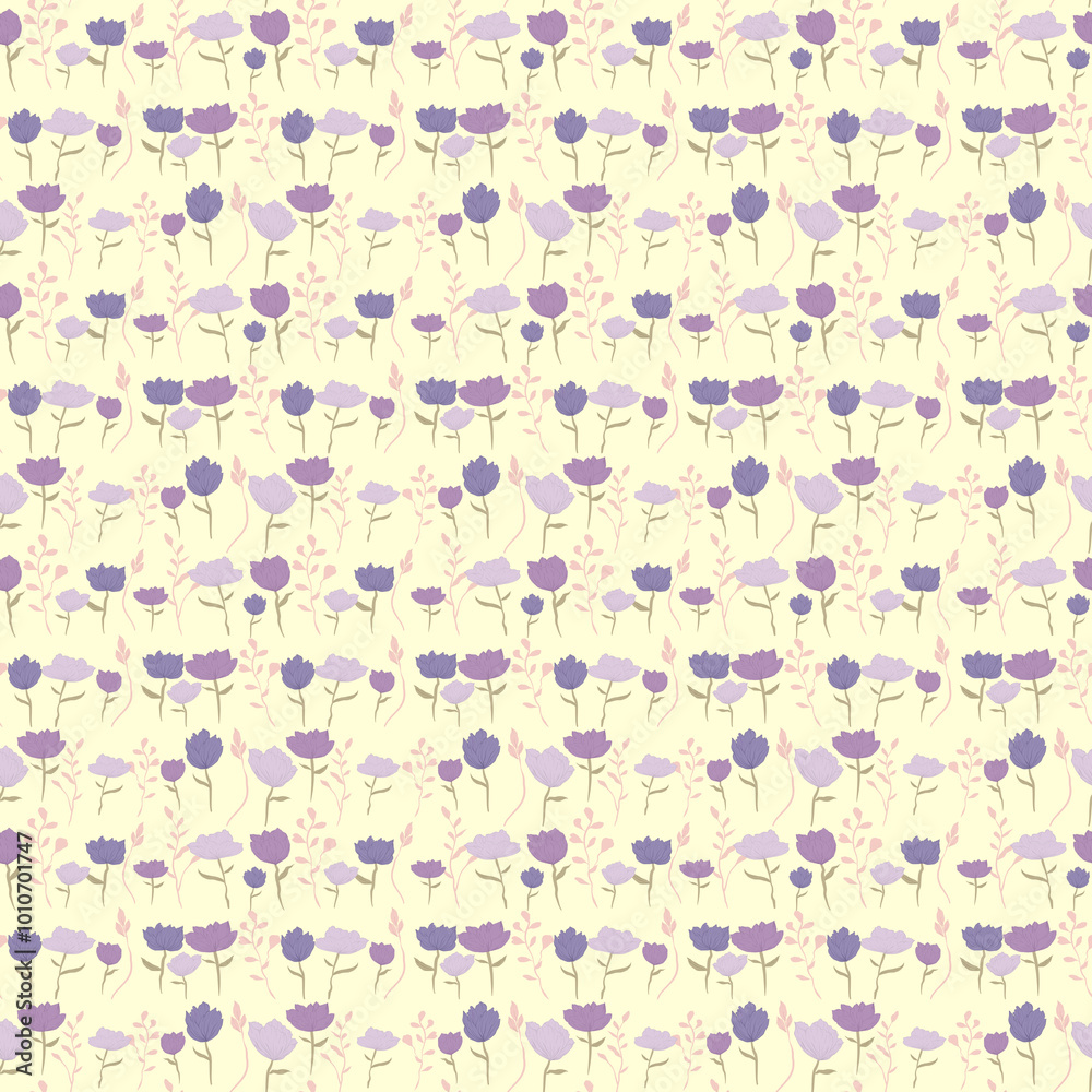 seamless pattern with purple flowers on yellow background seamless pattern with purple flowers on yellow background