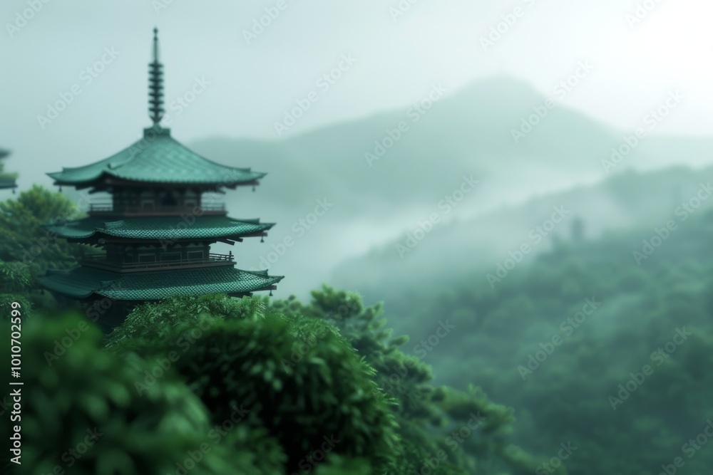 Kyoto's iconic temples rise majestically within lush greenery, enveloped in soft morning mist and set against the tranquil backdrop of distant hills, inviting exploration and reflection. Kyoto's iconic temples rise majestically within lush greenery, enveloped in soft morning mist and set against the tranquil backdrop of distant hills, inviting exploration and reflection.