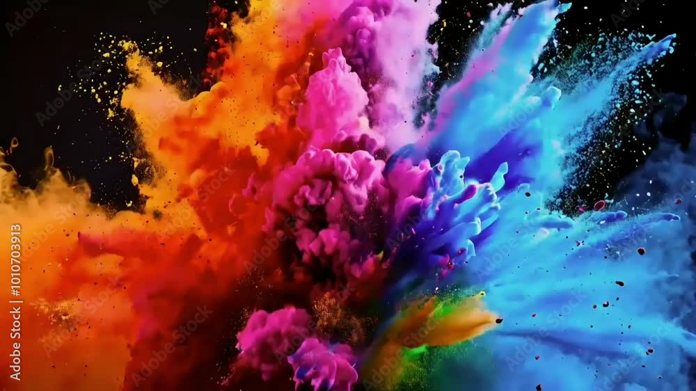 slow-motion video of colored powders being thrown into the air slow-motion video of colored powders being thrown into the air