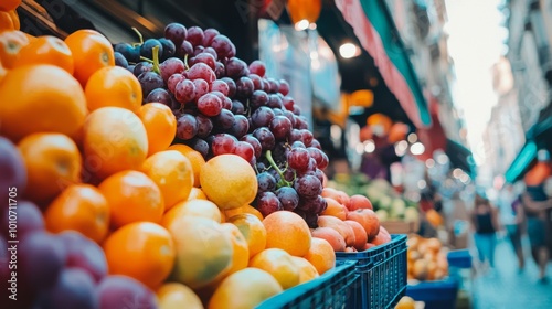 Bustling Summer Market with Fresh Fruits and Handmade Crafts