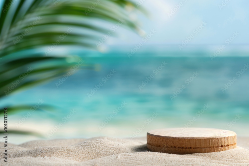 Set against a backdrop of tranquil turquoise waters and white sand, a wooden pedestal invites creative decoration while palm leaves sway gently overhead. Set against a backdrop of tranquil turquoise waters and white sand, a wooden pedestal invites creative decoration while palm leaves sway gently overhead.