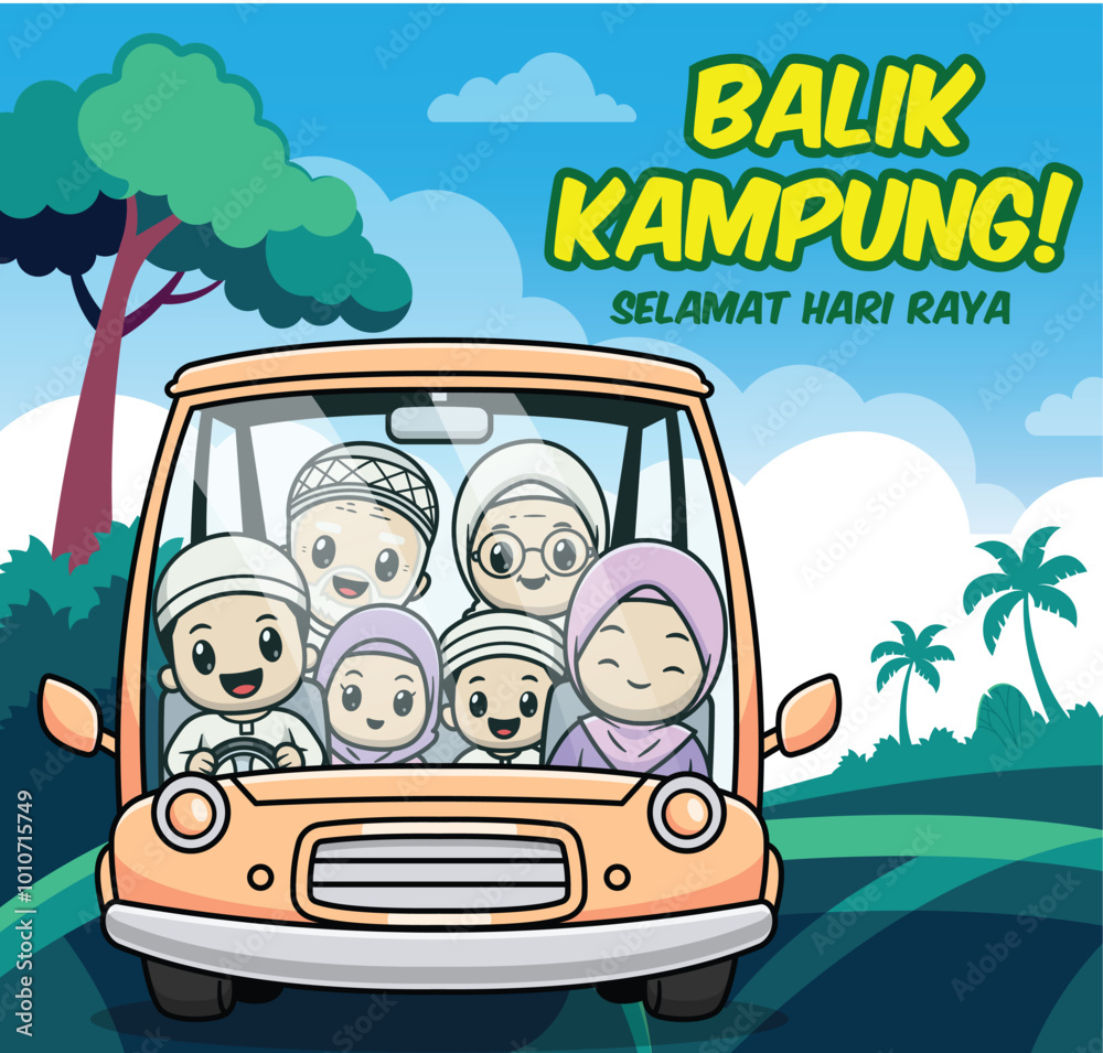 Fotografie balik Kampung Vector Illustration