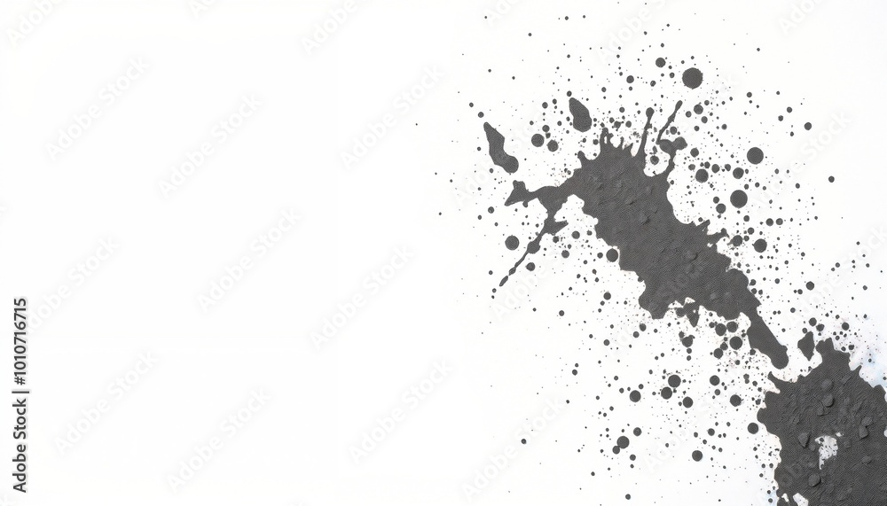 Grey paint splash with drips on white background with copy space for creative designs, mud splatter texture, copy space Grey paint splash with drips on white background with copy space for creative designs, mud splatter texture, copy space