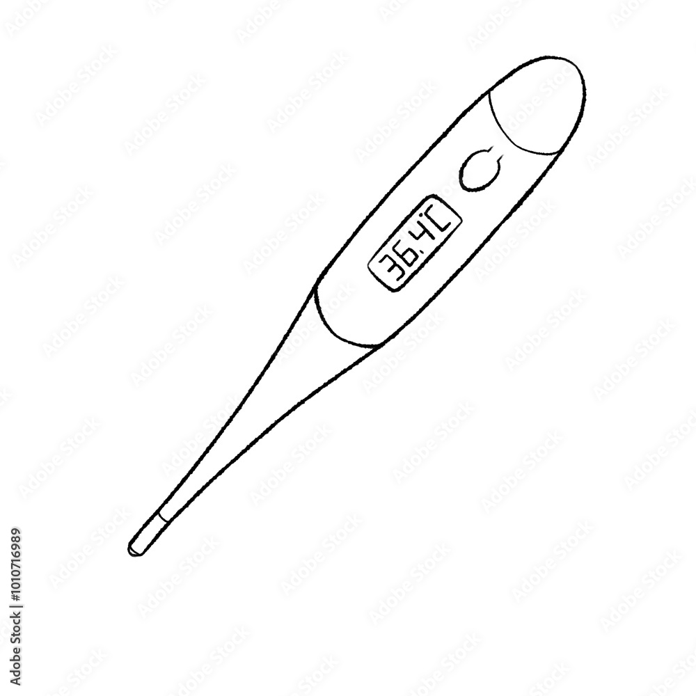 medical equipment illustration Outline Digital thermometer on a transparent background medical equipment illustration Outline Digital thermometer on a transparent background