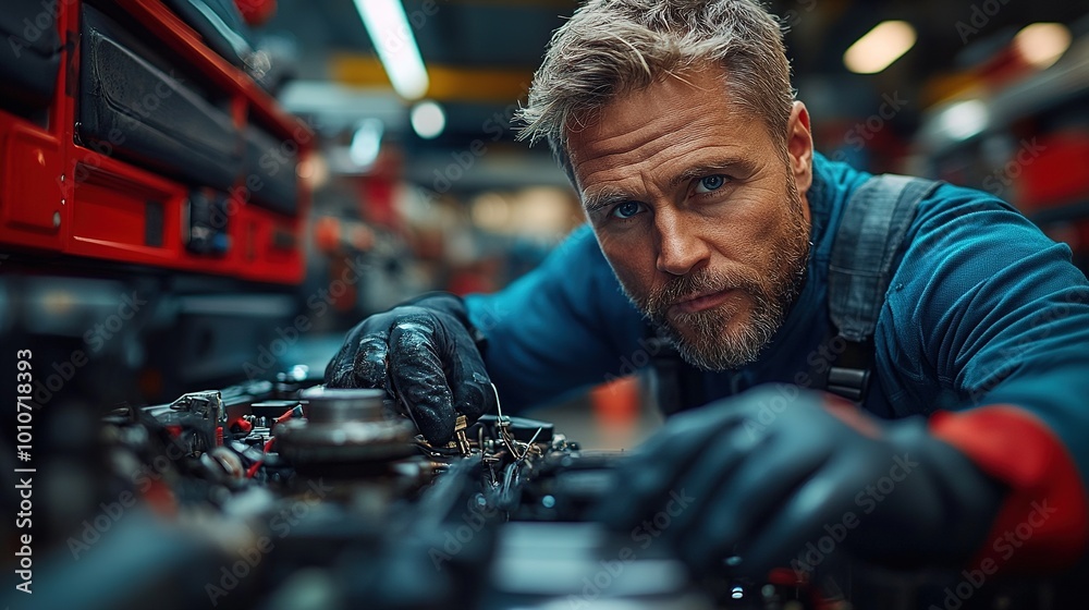 Mechanic Working On Engine Mechanic Working On Engine