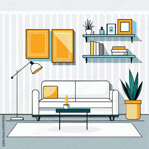 Modern Home Interior Design Elements Illustration