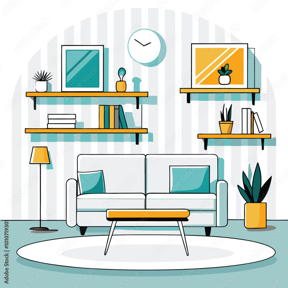 MidCentury Modern Home Decor Illustration