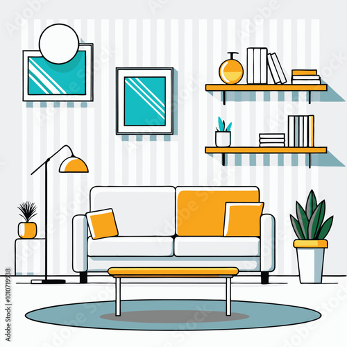 Living Room Furniture Design Illustration Set