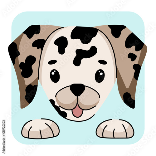 Dalmatian dog face flat vector illustrtion. Dalmatian dog icon