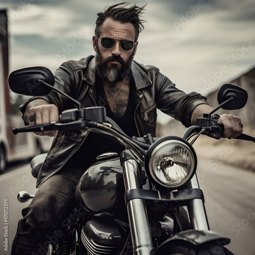 man sitting on motorcycle