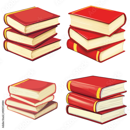 Vector stack of three books with red covers