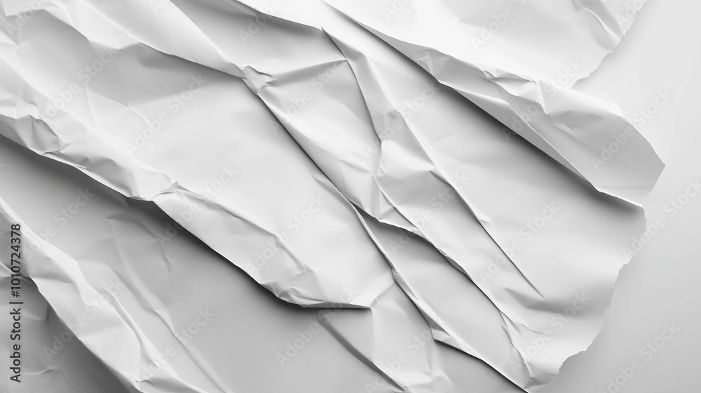 Obraz premium Wrinkled And Crumpled Paper With Deep Folds And Creases Forms A Beautifully Rough Surface Texture, Providing An Abstract And Visually Stunning Background For Any Creative Project. 