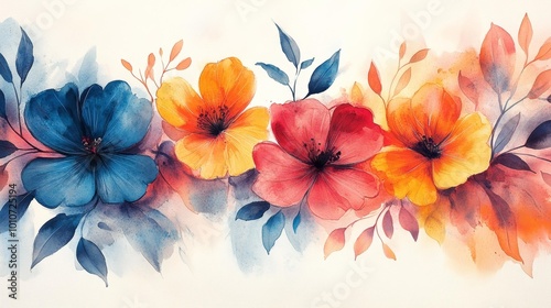 Vibrant Watercolor Flowers Generative AI