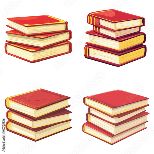 Vector stack of three books with red covers