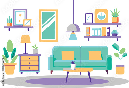 Four Stylish Sofas with Pillows and Cushions