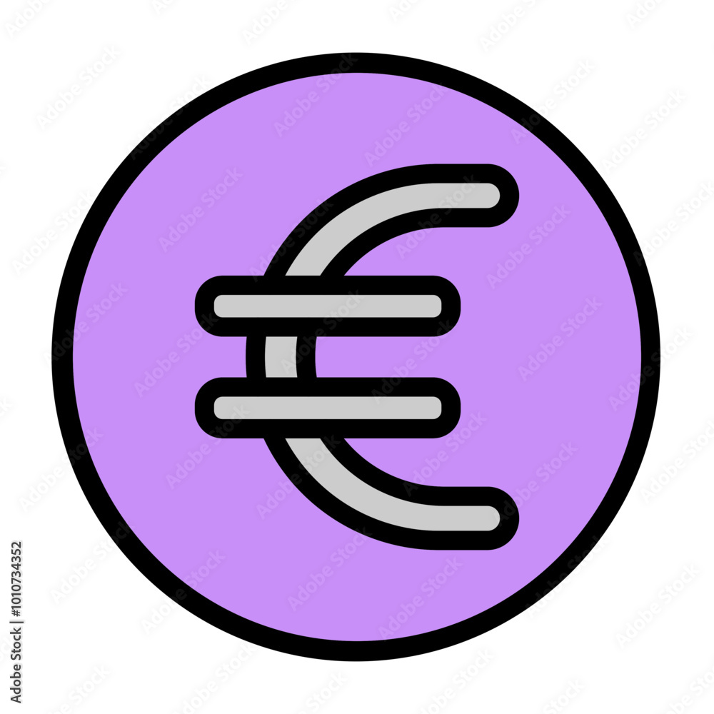 Euro Coin Vector Filled Icon Design Euro Coin Vector Filled Icon Design
