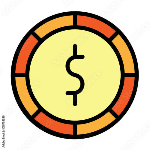 Dollar Coin Vector Filled Icon Design