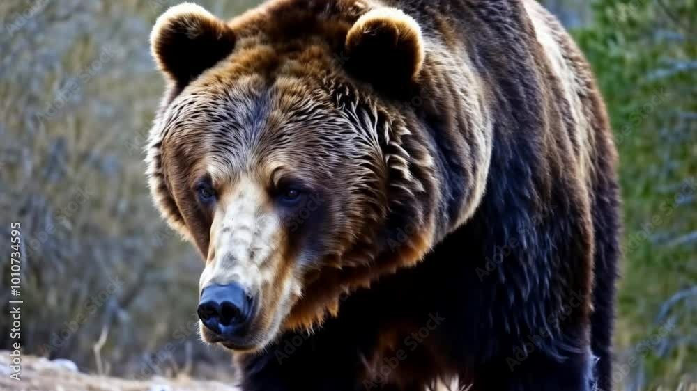 Exploring the majestic power of a wild bear in its natural habitat during a serene morning adventure. Generative AI Exploring the majestic power of a wild bear in its natural habitat during a serene morning adventure. Generative AI