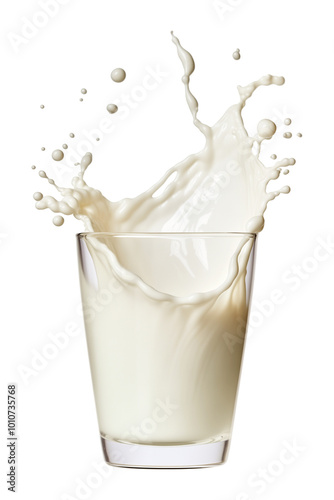 Glass of Milk Splash Isolated on Transparent Background PNG
 photo