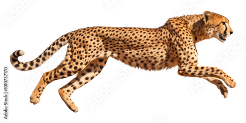 Cheetah Running Isolated on Transparent Background PNG
 photo