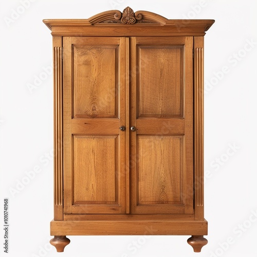 wooden cabinet isolated on white background 