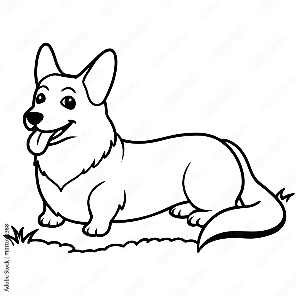 Vector Illustration of a Corgi Stretched Out with Joyful Expression
Vector Illustration of a Corgi Stretched Out with Joyful Expression