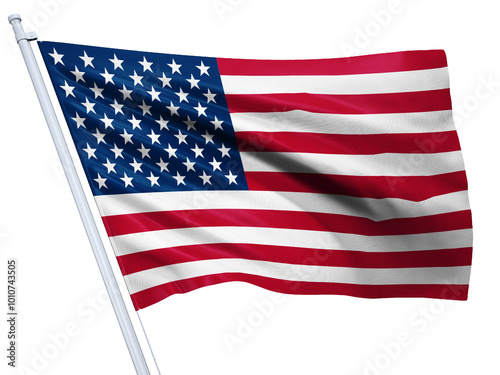 American flag waving isolated on white background, United States of America Flag, USA flag waving 