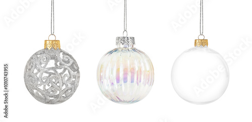 set of Christmas balls isolated on white background