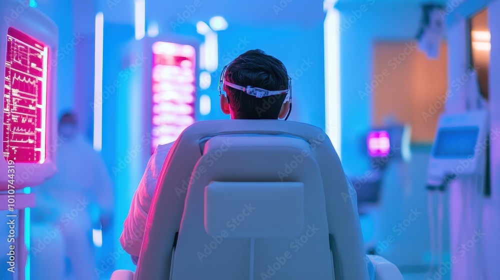 Futuristic Gamer in Neon-Lit Gaming Arcade Futuristic Gamer in Neon-Lit Gaming Arcade