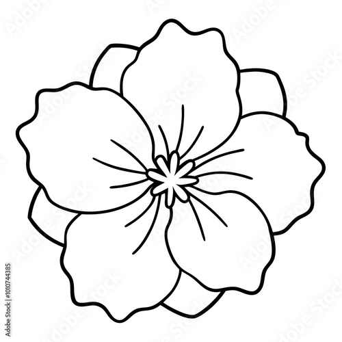 Charming Rounded Petaled Mallow Flower Vector Art for Nature Lovers
