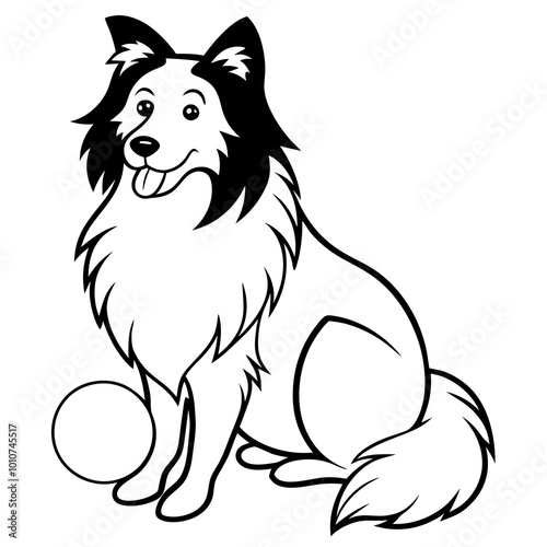 Shetland Sheepdog with a Ball Vibrant Vector Design for Dog Enthusiasts
