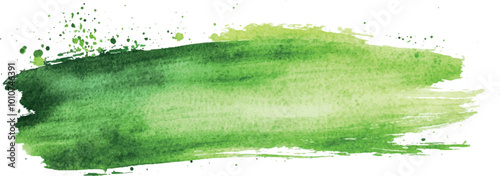 Green paint artistic dry brush stroke. Watercolor acrylic hand painted backdrop for print, web design and banners. Realistic vector background texture